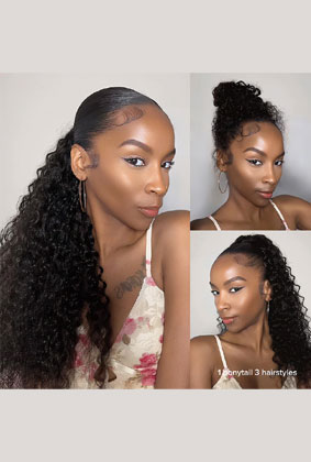 Premium Water Wave Ponytail with InvisiFit Strap – Natural, Voluminous Hair