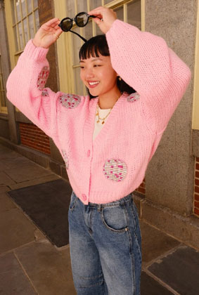 Retro-Inspired Puff Sleeve Cardigan with a Fun Disco Vibe