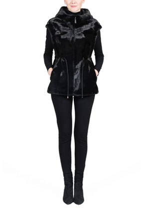 Modern Faux Mink Hooded Vest with Luxurious Comfort