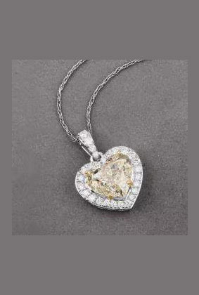 4.51 cts Light Yellow Diamond and Diamond 18K White Gold Statement Pendant