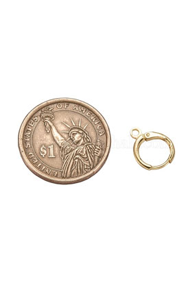 18K Gold Plated Brass Huggie Hoop Earring Findings with Horizontal Loops