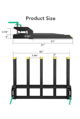 GARVEE 2500LB Clip-On Debris Forks