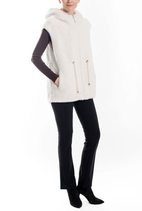 Riverside – Faux Mink Hooded Faux Fur Vest