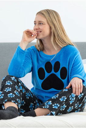 Gradient Paws & Polka Dot Pajama Set