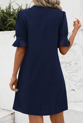 MODLILY DESIGNNavy Split H Shape Half Sleeve Dress