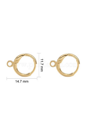 18K Gold Plated Brass Huggie Hoop Earring Findings with Horizontal Loops