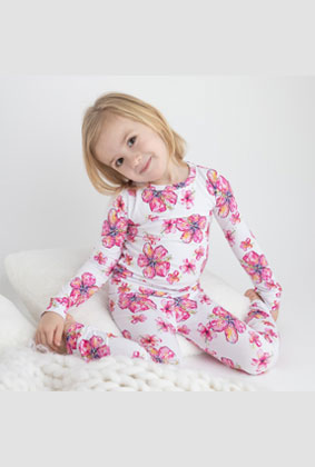 Hibiscus Kiss Long Bamboo Pajamas