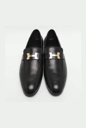 Hermès Paris Size 41 Black Leather Loafers