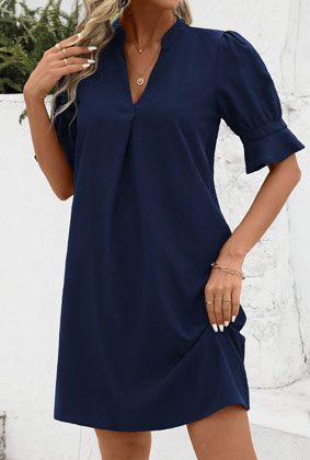MODLILY DESIGNNavy Split H Shape Half Sleeve Dress