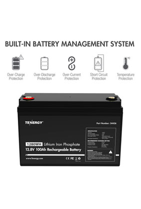 Tenergy LiFePO4 12.8V 100AH Deep Cycle Battery