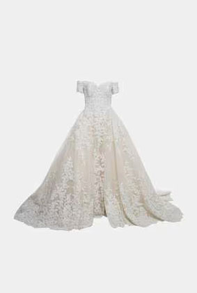 Elegant Designer Bridal Gown with Intricate Embroidery and Romantic Tulle Layers