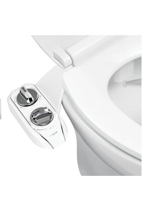Dual-Nozzle Cold Water Bidet Attachment with 360° Self-Cleaning & EZ-Lift Hinges